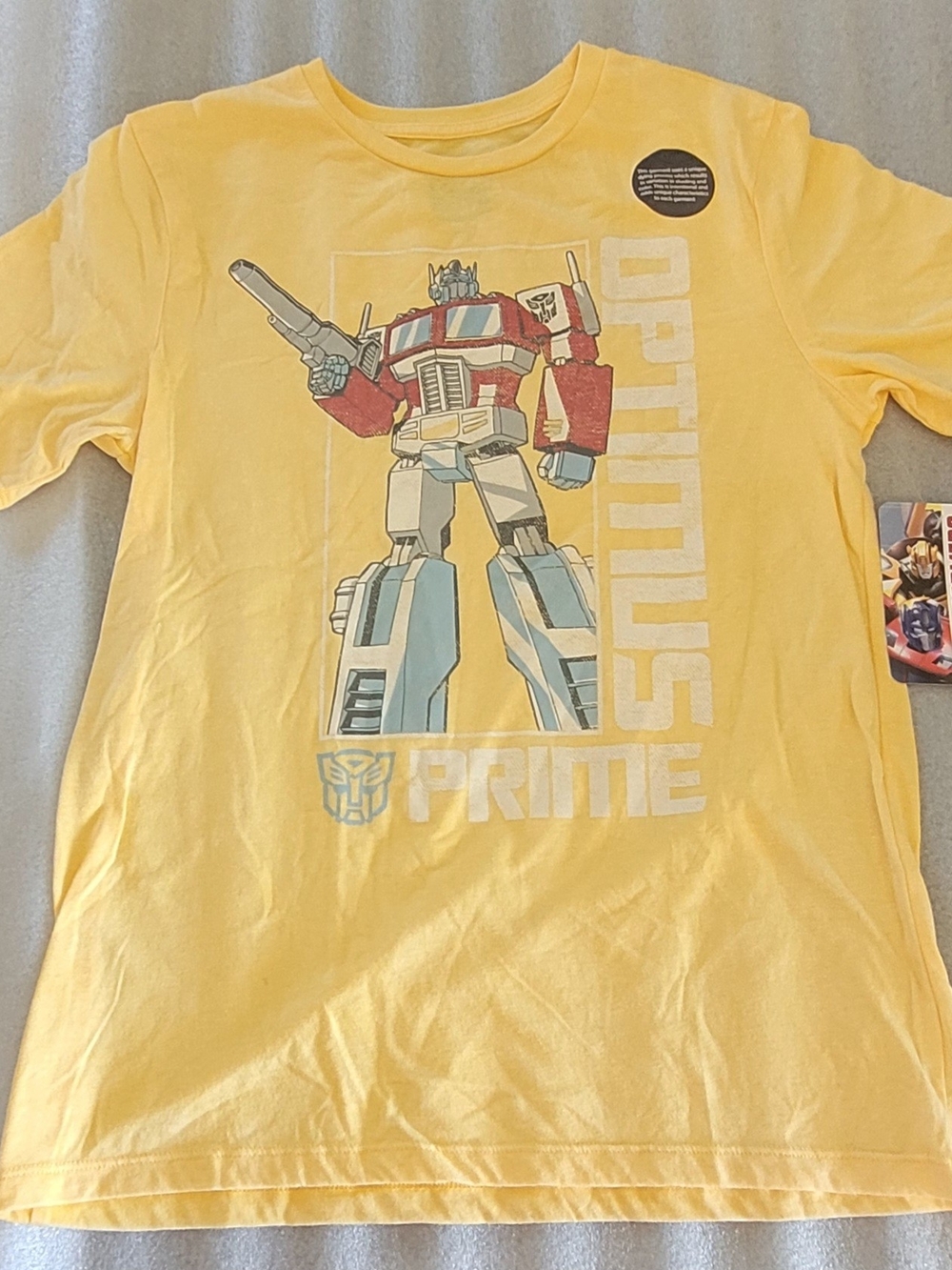 Kids Yellow Transformers Optimus Prime Short Sleeve Graphic Tee